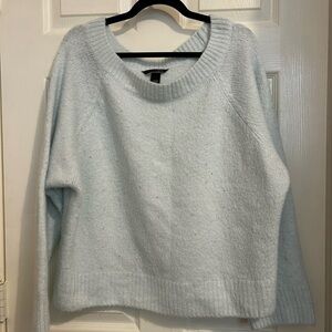 Victoria's Secret Light Blue Aqua off shoulder sparkle bling XL soft Sweater